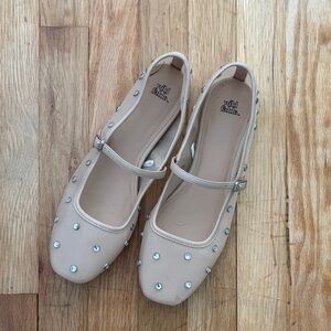 Wild Fable Cream Mesh Flats with Gem Studs